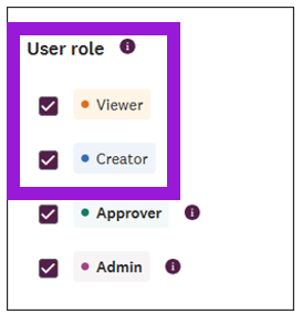 User roles options