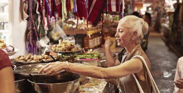 Person in overseas food market