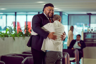 Two people hugging