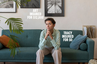 Young woman sitting on couch