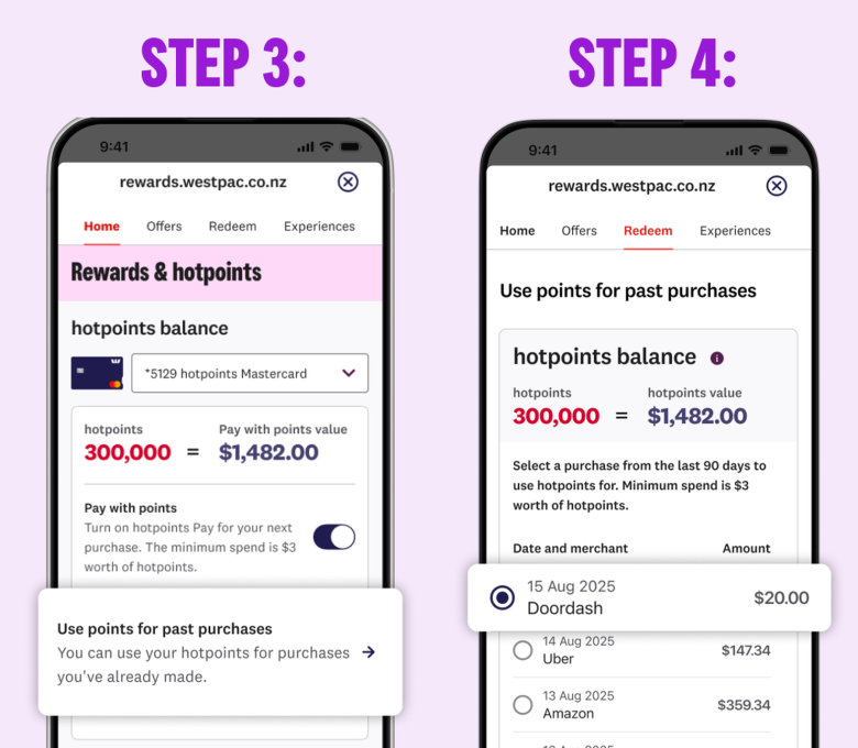 How do I use hotpoints Pay on past purchases?