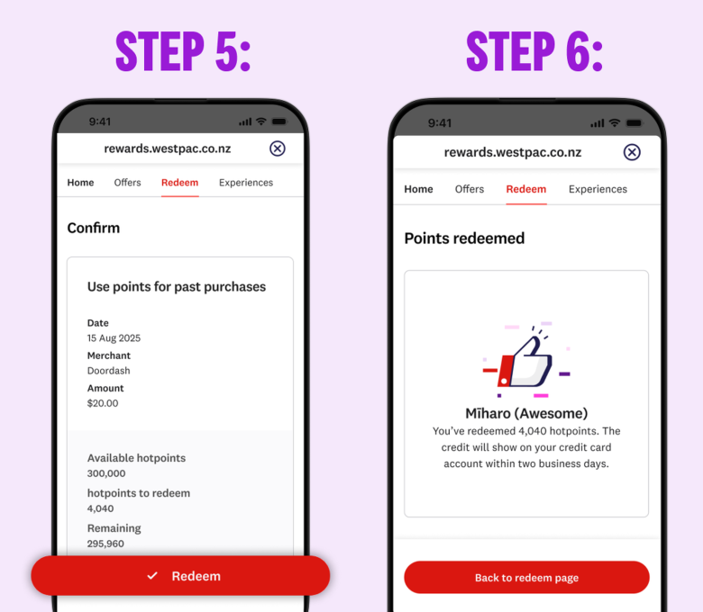 How do I use hotpoints Pay on past purchases?