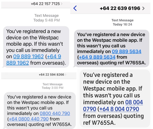 Westpac phishing txt message june 2023