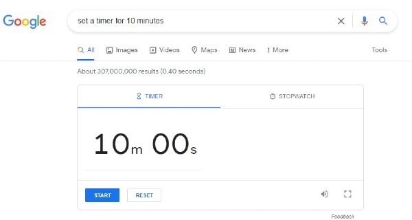 Google Timer Image of a Google timer