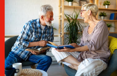Mature couple discussing downsizing