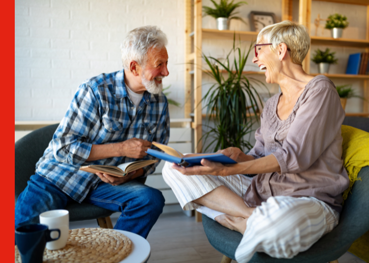 Mature couple discussing downsizing