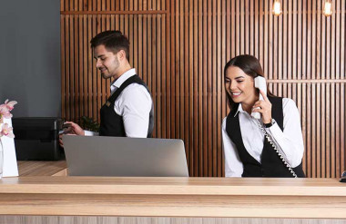 Hotel reception staff. Hotel reception staff.