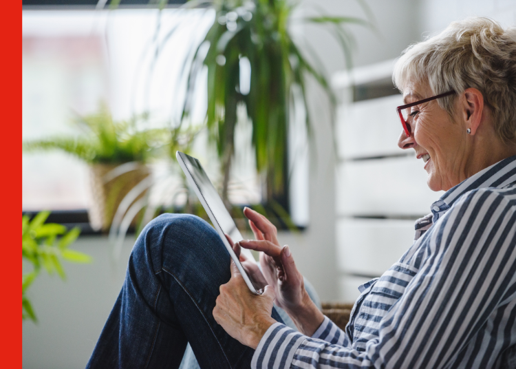 Open Banking Woman using a tablet