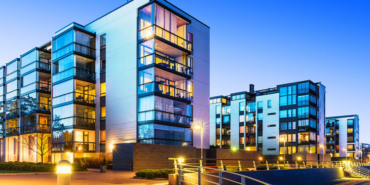 Photo of apartment buildings.