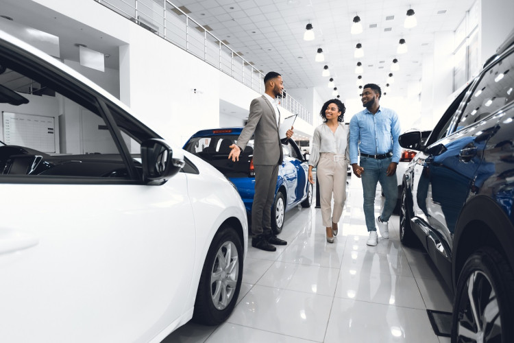 Inside a car dealership