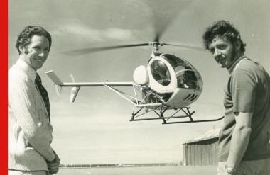Life Flight Photo of Peter Button with a helicopter