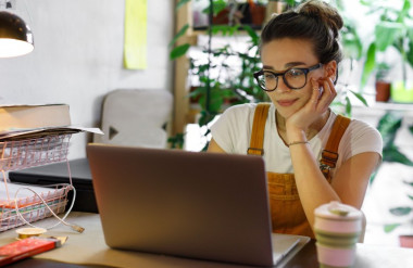 Photo of woman working from home